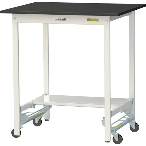 Yamatech Lab系列实验桌，一触感类型，半架，化学上的顶部，W900 x D750 x H950，黑色/丝滑白色