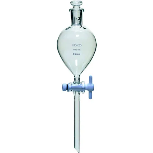 ＴＧＫ　透明折合球形分液ロート　平栓　１００ｍＬ　１５／２５