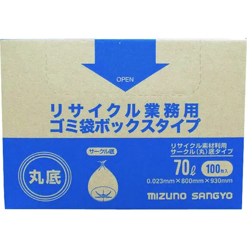 TKG Mizuno Sangyo再生商业垃圾袋盒类型（100件）70L圆底底部