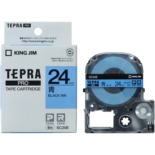 国王吉姆[fure]“ tepra”专业胶带24mm蓝色标签/黑色字母长度8m