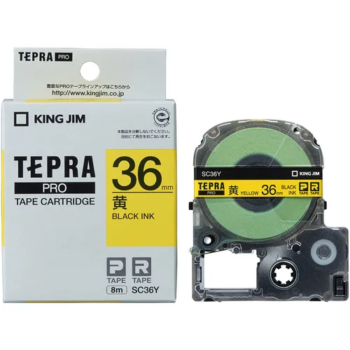 国王吉姆[fure]“ tepra”专业录像带36mm黄色标签/黑色字母长度8m