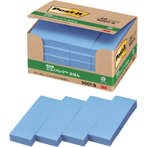 3M Post-It 75x25mm 100张X 20垫蓝色