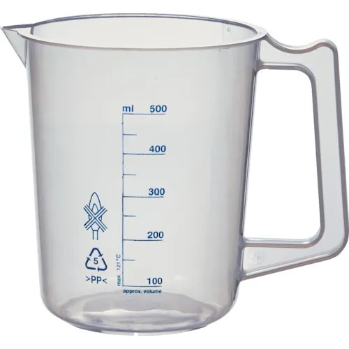 Trusco聚丙烯蓝色比例烧杯500ml（带手柄）