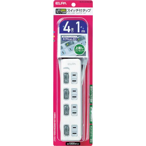 Elpa Office Tap LED灯开关TAP 4插座1M