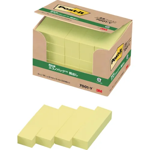 3M Post-It 50x15mm 100张X 25垫黄色