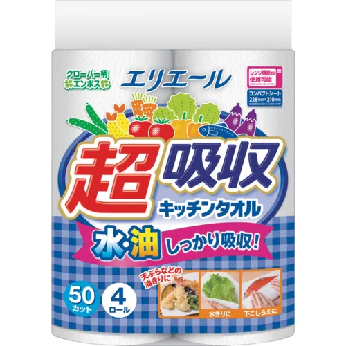Erier超级吸收性厨房毛巾4R（50切）