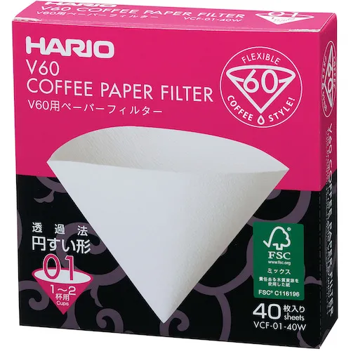 Hario V60纸过滤器01W 40张纸