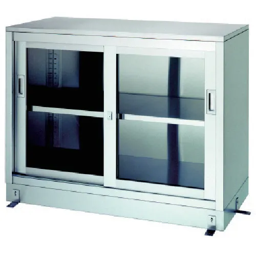 Shinko不锈钢储物柜，带有单级底座LG类型（玻璃门）900 x 450 x 950