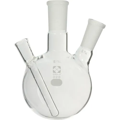 ＳＩＢＡＴＡ　共通折合二口丸底フラスコ　温度计用封入管付　３００ｍＬ