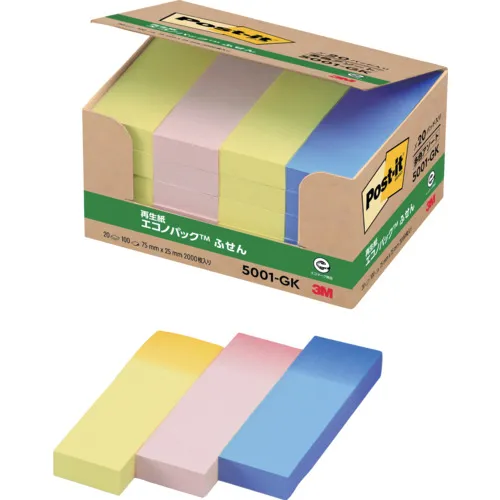 3M Post-It 75x25mm 100张X 20垫3颜色混合