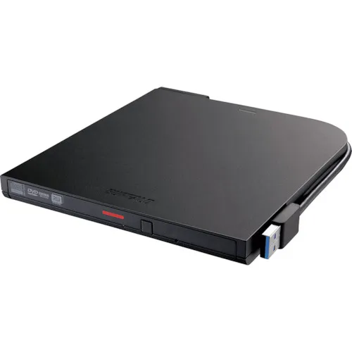 Buffalo USB 3.2（Gen1）兼容便携式DVD驱动器，带有写作软件黑色