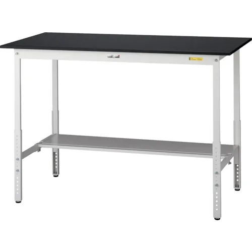 Yamatech Lab系列实验表高度可调节类型的半架化学型顶部W1500 x D750 x H900-1200黑色/丝滑白色