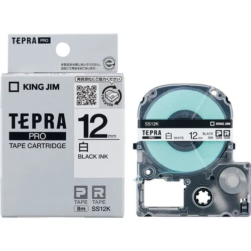国王吉姆[funine]“ tepra”专业录像带12mm白色标签/黑色字母长度8m