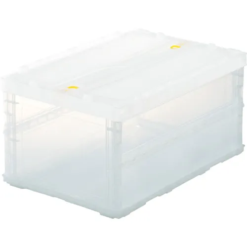 Trusco Oricon薄折叠容器Skelecon，带有40L锁定盖透明