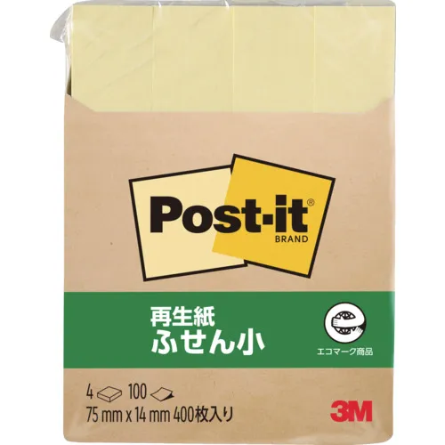 3M Post-It 75x14mm 100张X 4垫，黄色（400张）