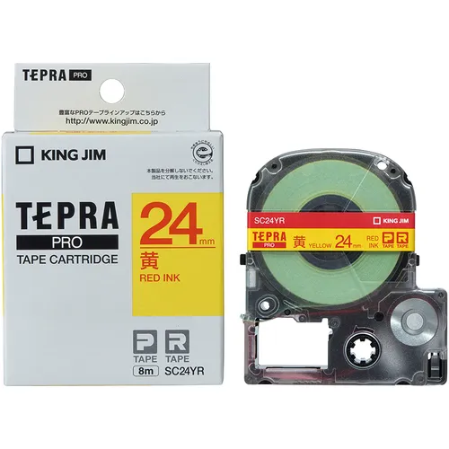 国王吉姆[funine]“ tepra”专业胶带24毫米黄色标签/红色字母长度8m