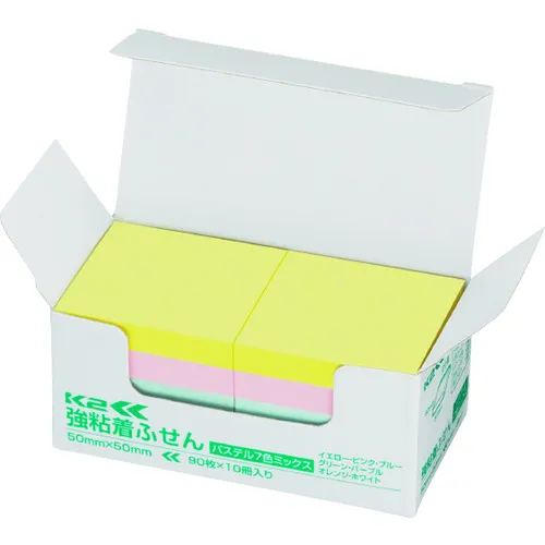 Kokuyo强粘合粘性贴纸K2 50 x 50 10柔和混合颜色K2 MAE KP5050x10