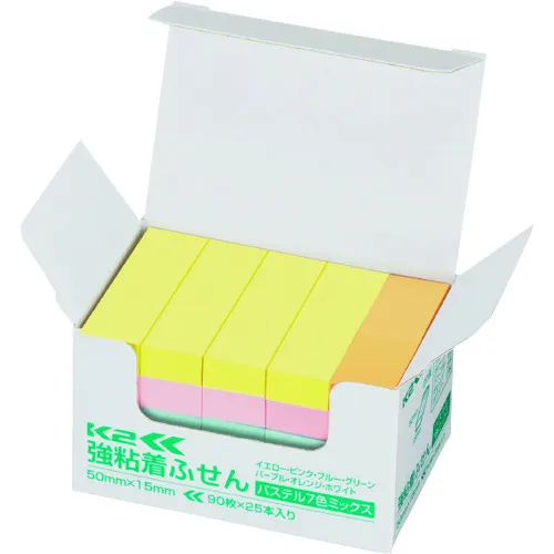 kokuyo强粘粘性贴纸K2 50 x 15 25粉彩混合色K2 MAE KP5015x25