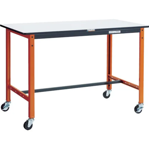 Trusco轻载工作长凳（150kg）Tfael类型1200x600xh806φ75脚轮，橙色