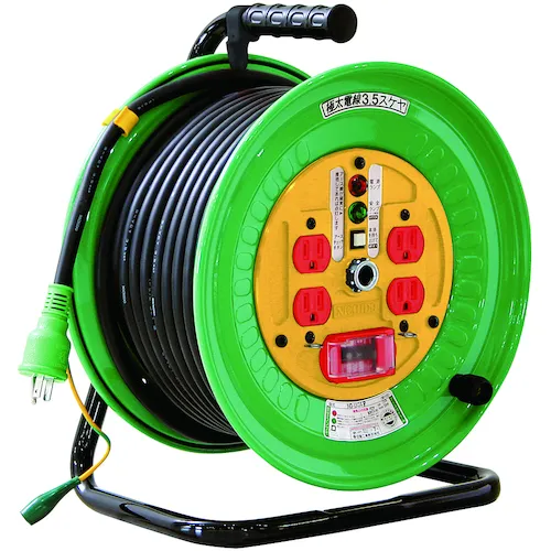ＮＩＣＨＩＤＯ　電工ドラム　標準型ドラム１００Ｖ　過負荷漏電しゃ断器付　３０ｍ