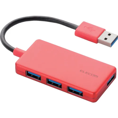 [停产] Elecom 4端口USB 3.0集线器紧凑型公交电源红色