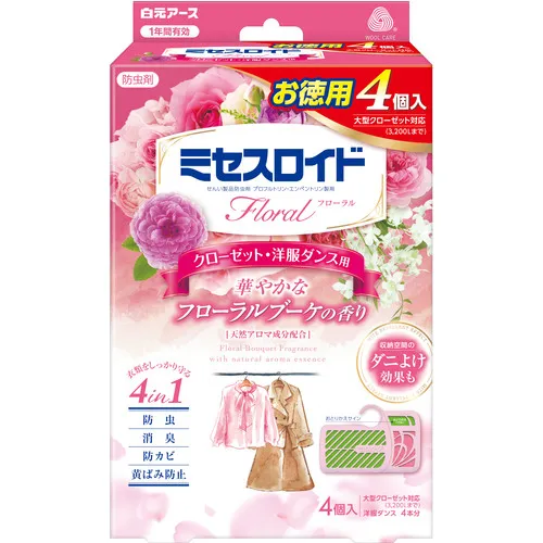 Shiramoto劳埃德夫人的花卉壁橱/衣服4件衣服1年驱虫花卉花束气味