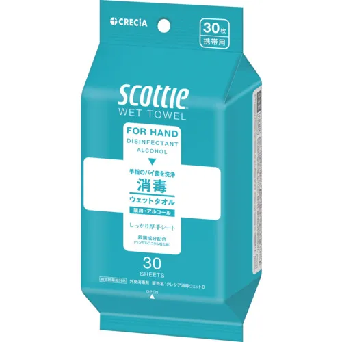 Crecia湿毛巾Scotty湿组织消毒剂30张床单（77113/77130）