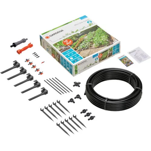 Gardena Micro Drip浇水系统起动器套装，用于花坛和园艺，带有喷嘴13015-20
