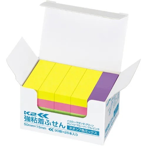 kokuyo强胶粘贴纸K2 50 x 15霓虹色混合色25书K2 MAE KN5015x25