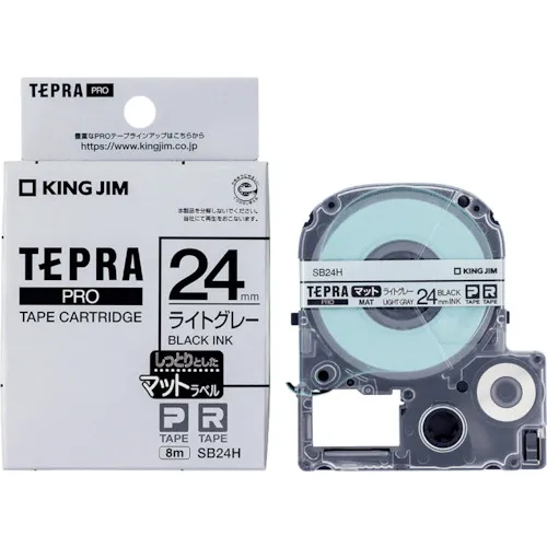 国王吉姆[funine]“ tepra”专业胶带24mm磨砂标签/浅灰色/黑色字母长度8m