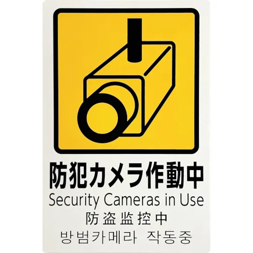 轻型多语言安全标志安全摄像机已打开