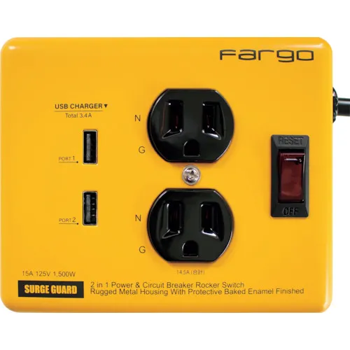 Fargo Steel Tap AC 2-pake 3.4A USB 2端口黄色