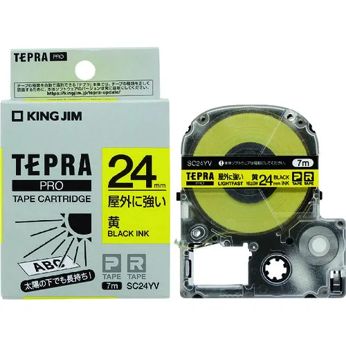 国王吉姆[furean]“ tepra”专业录像带24毫米户外耐药标签/黄色标签/黑色字母长度7m