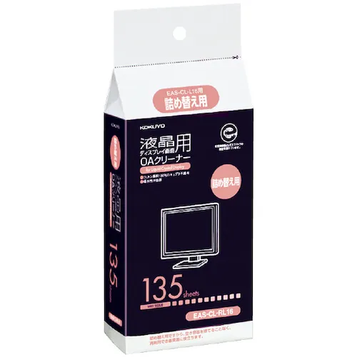 LCD屏幕的Kokuyo OA清洁剂，135个补充，EAS-CL-RL16N