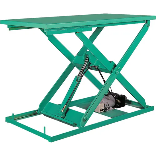 Bishamon Table Lift Mini X系列脚开关均匀负载300kg举重高度800mm桌子尺寸1200 x 600mm三相200V