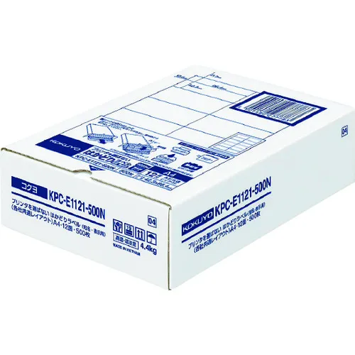 Kokuyo打印机友好的Hakadori标签12个侧面，500张，KPC-E1121-500