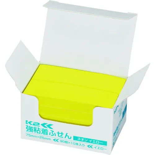 [停产] kokuyo强粘合粘性粘性K2 75 x 25黄色N10常规尺寸（霓虹黄）K2 MAE KN7525YX10