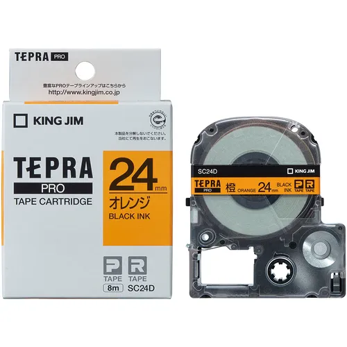 国王吉姆[funine]“ tepra”专业胶带24mm橙色标签/黑色字母长度8m