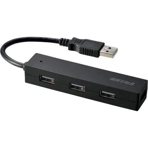 Buffalo USB2.0公共汽车供电4端口枢纽黑色