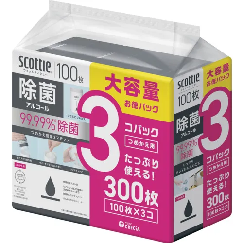 Crecia Scotty湿组织消毒酒精100床单补充3包