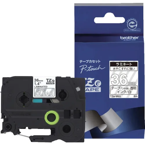兄弟tze胶带白色文字/透明（哑光）/36mm