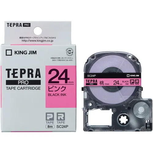 国王吉姆[fure]“ tepra”专业胶带24毫米粉红色标签/黑色字母长度8m