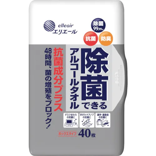 [停产] Eriere湿组织可消毒的酒精毛巾抗菌成分加盒40张