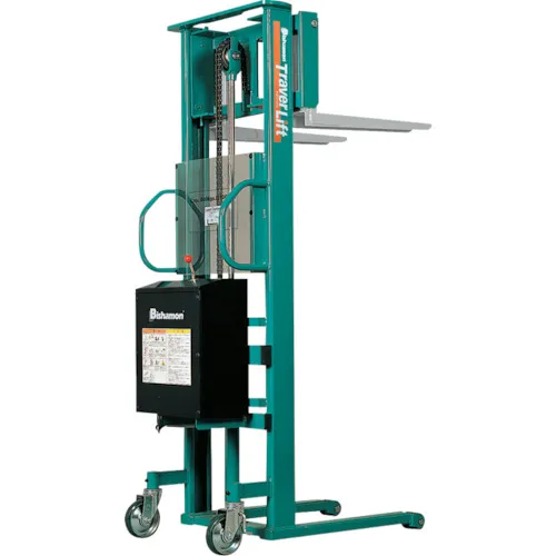 Bishamon Fork升降机Traver Lift（电池升降机）均匀负载650千克充电时间约7小时叉尺寸1200 x 125毫米叉高90-1590毫米