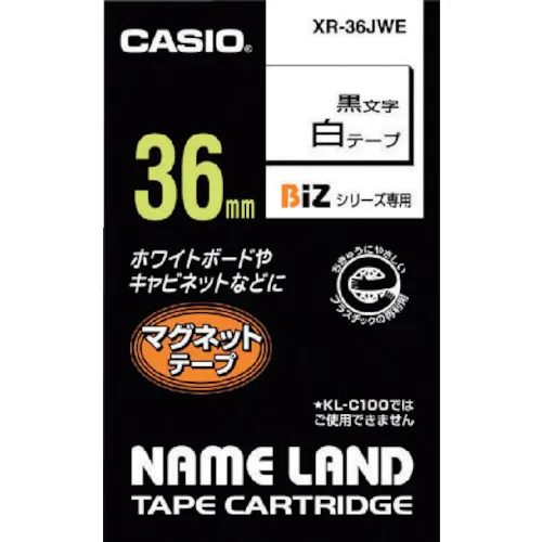 Casio Nameland“胶带弹药筒（带有磁铁）36毫米白色胶带/黑色字母