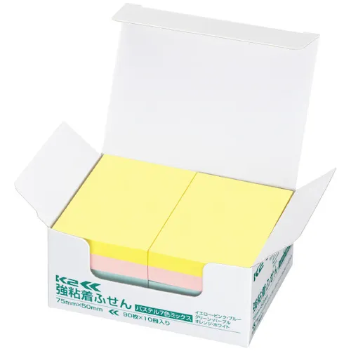 Kokuyo强胶粘贴纸K2 75 x 50 10柔和混合颜色K2 MAE KP7550x10