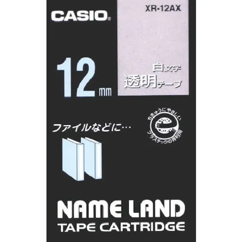 Casio Nameland透明胶带，带12mm白字母