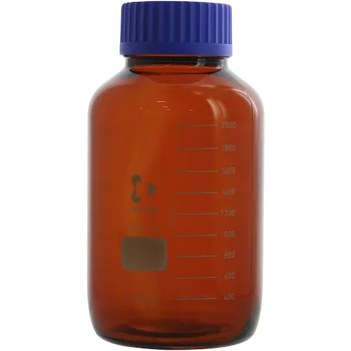 sibata耐热螺丝孔瓶宽嘴棕色，蓝色帽2000ml