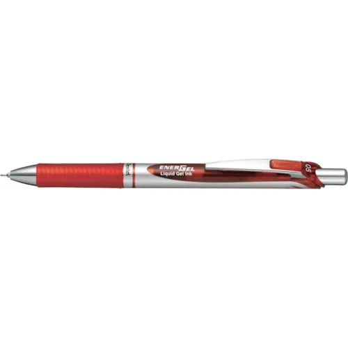 ＰＥＮＴＥＬ　ボールペン　エナージェル　０．５ｍｍ　シルバー軸　赤