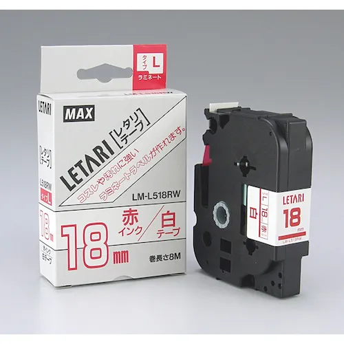 Be-pop mini LM-L518RW白色X红色字母18mm宽x 8m卷的大层压胶带